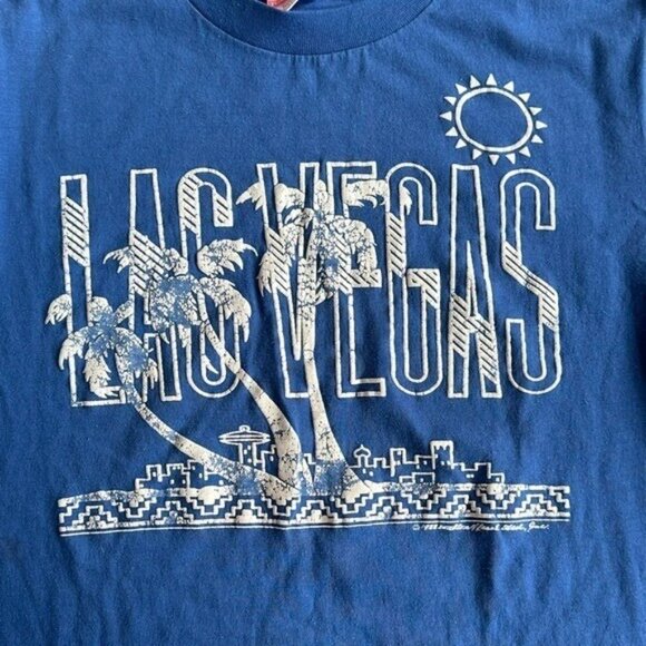 Las Vegas Strip Mens L 1988 Vintage Retro Graphic Tee T-Shirt 80's Single Stitch - Picture 3 of 7